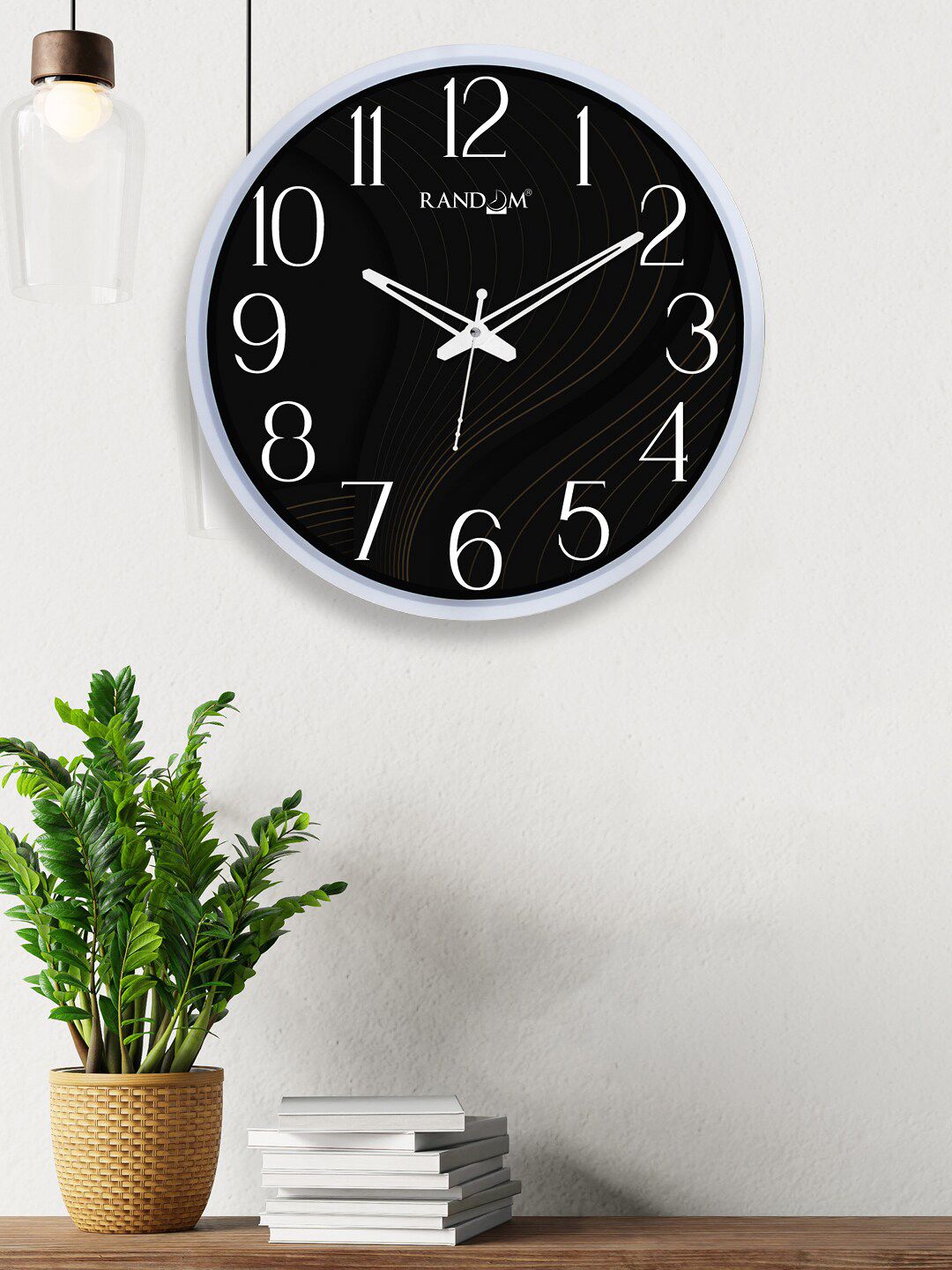 RANDOM Black & White Printed Contemporary Dual Frame Graphic Art Wall Clock Price in India