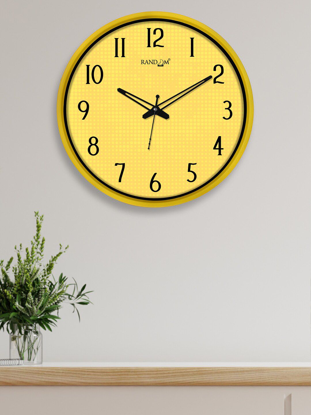 RANDOM Mustard Yellow & Black 12-Inch Dual Frame Confetti Dot Wall Clocks With Glass Price in India