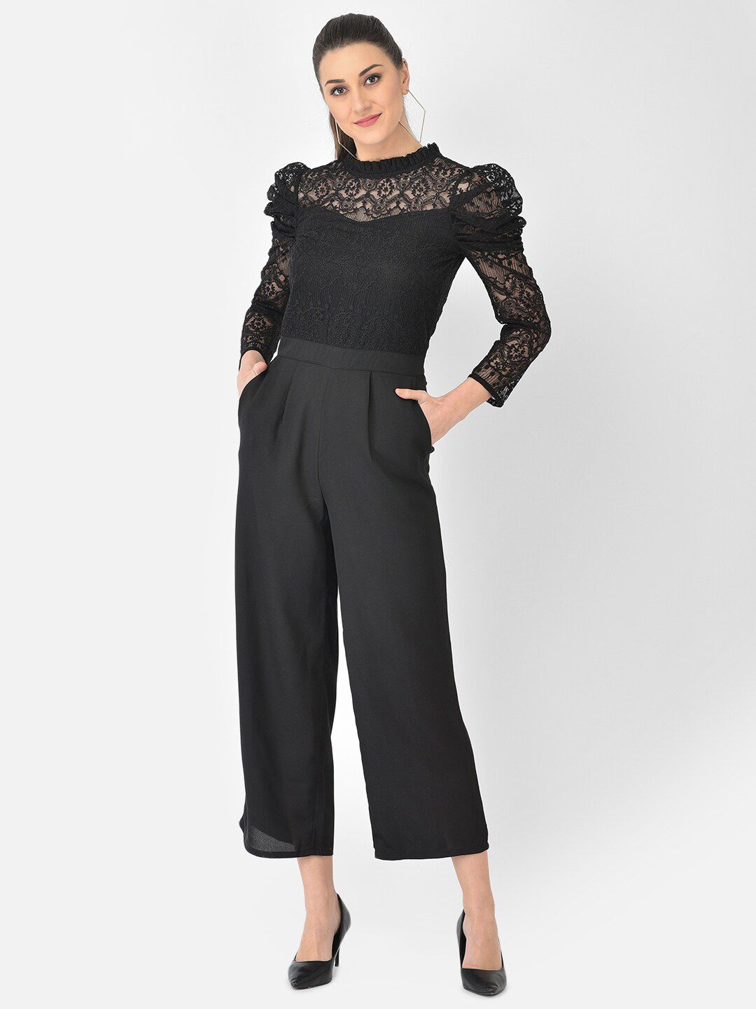 Eavan Black Embroidered Basic Jumpsuit Price in India