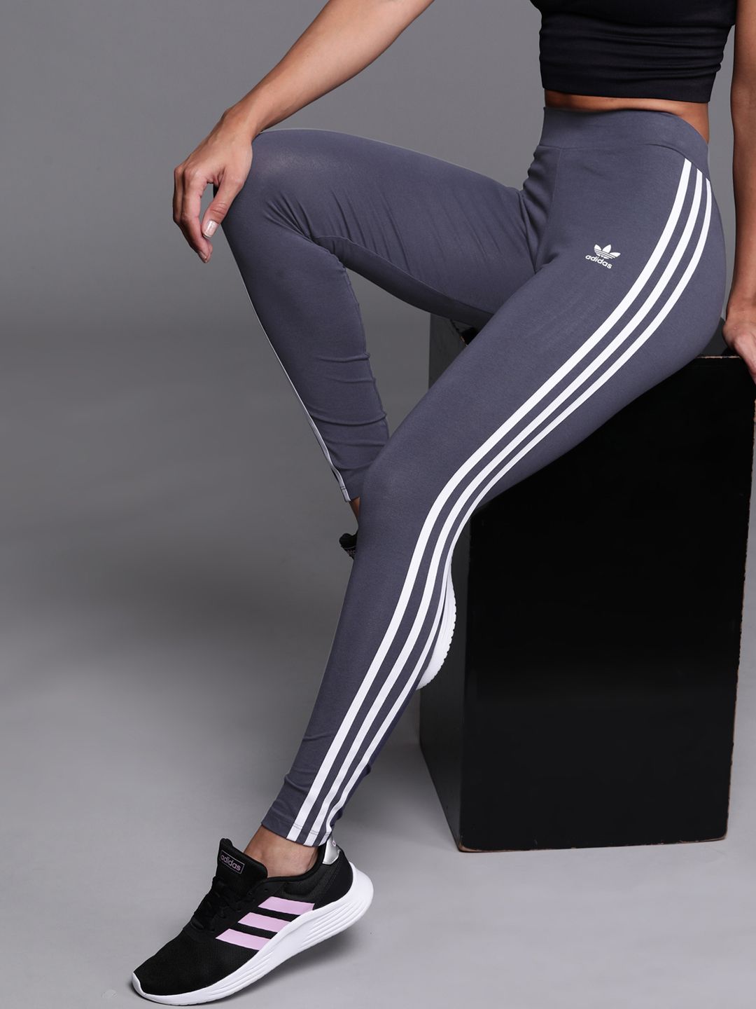 ADIDAS Originals Women Blue Solid 3 Stripes Sustainable Tight Price in India