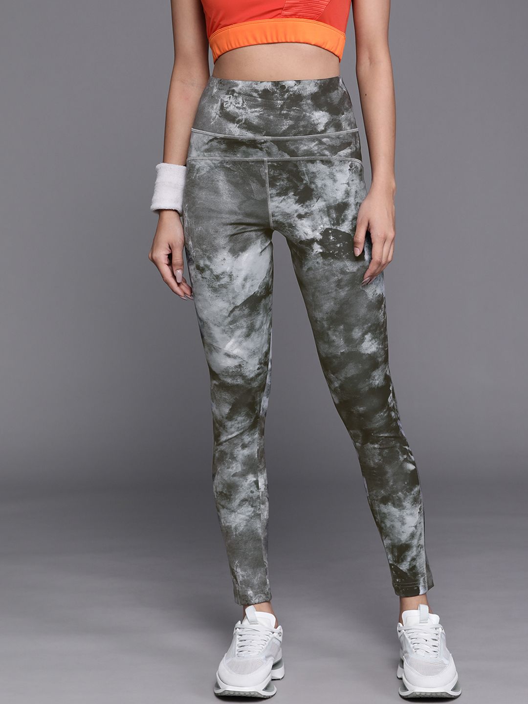 ADIDAS x ZOE SALDANA Women Grey Printed Training Sustainable Tights Price in India