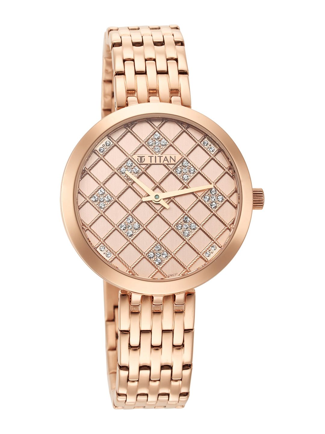 Titan Woman Rose Gold-Toned Dial & Rose Gold Toned Stainless Steel Bracelet Style Watch Price in India