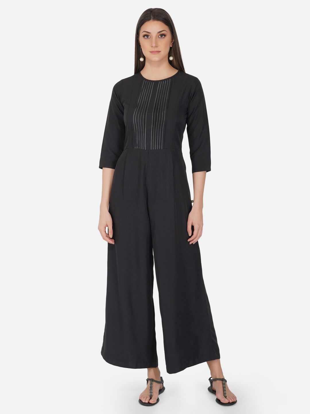 FABNEST Black Basic Jumpsuit Price in India