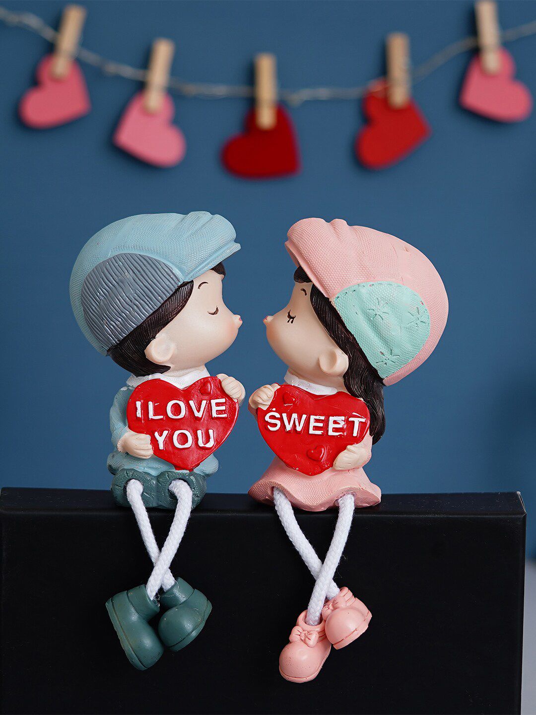 Artisyn Pink I Love You Sweet Kissing Couple Statue Valentine Day Gift
