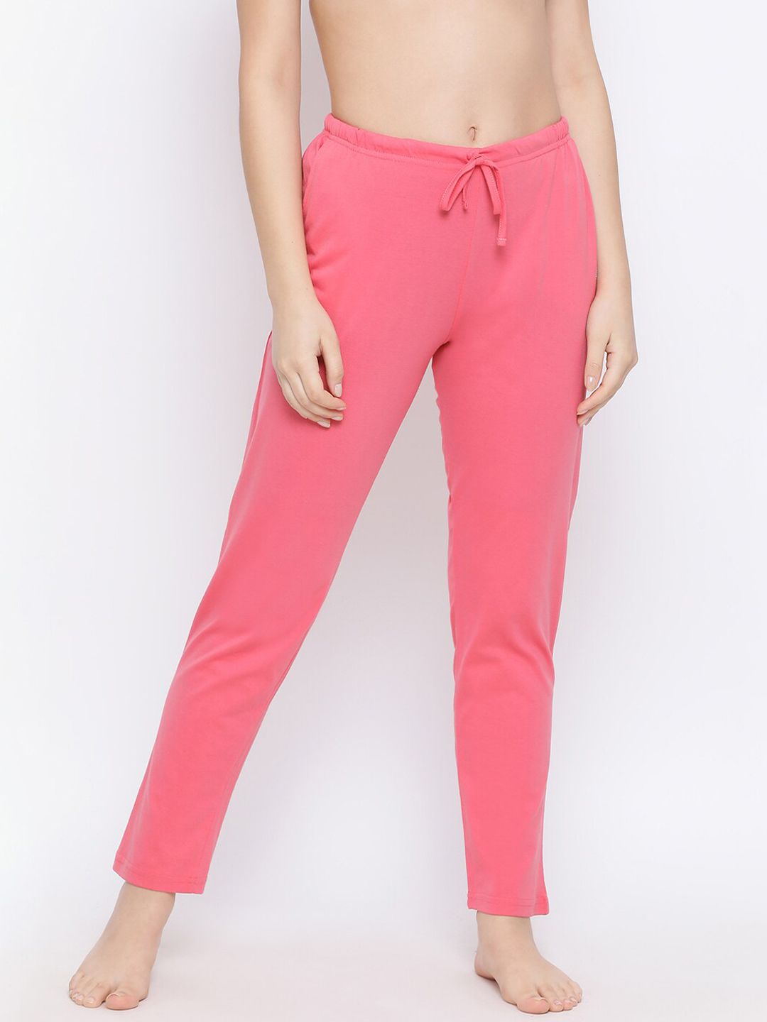 Kanvin Women Pink Solid Pure Cotton Lounge Pants Price in India