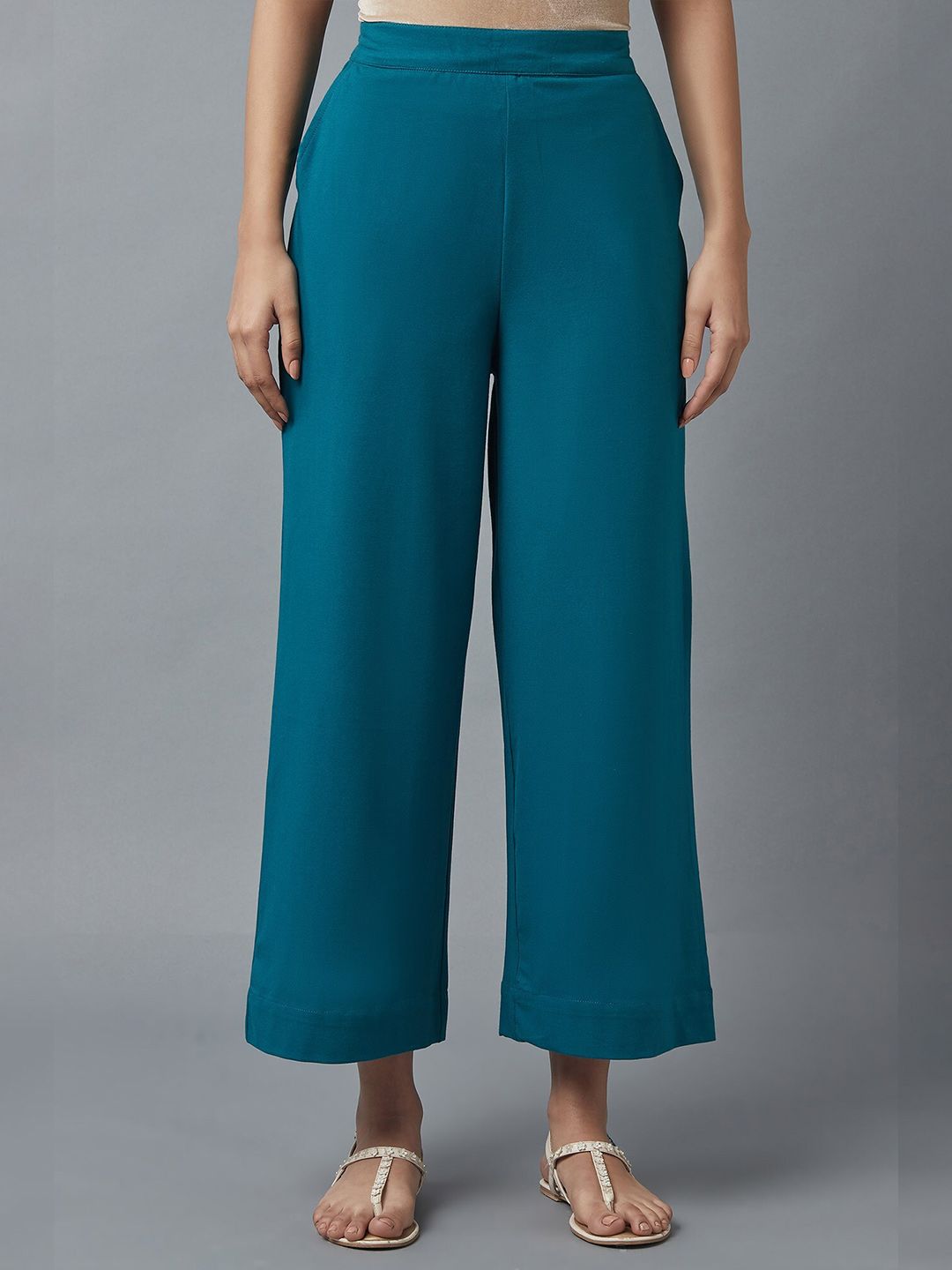 elleven Women Blue Knitted Palazzos