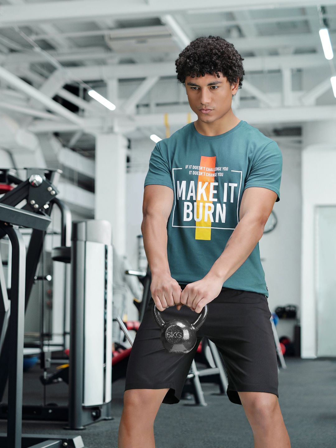 HRX by Hrithik Roshan Men Teal Blue Printed Active T-shirt