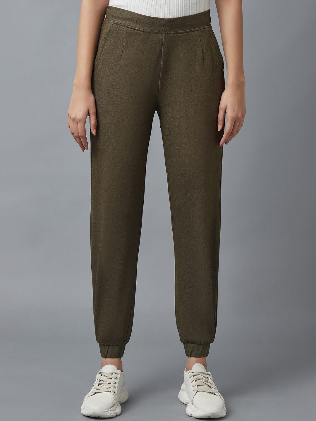elleven Women Olive Green Joggers Trousers Price in India