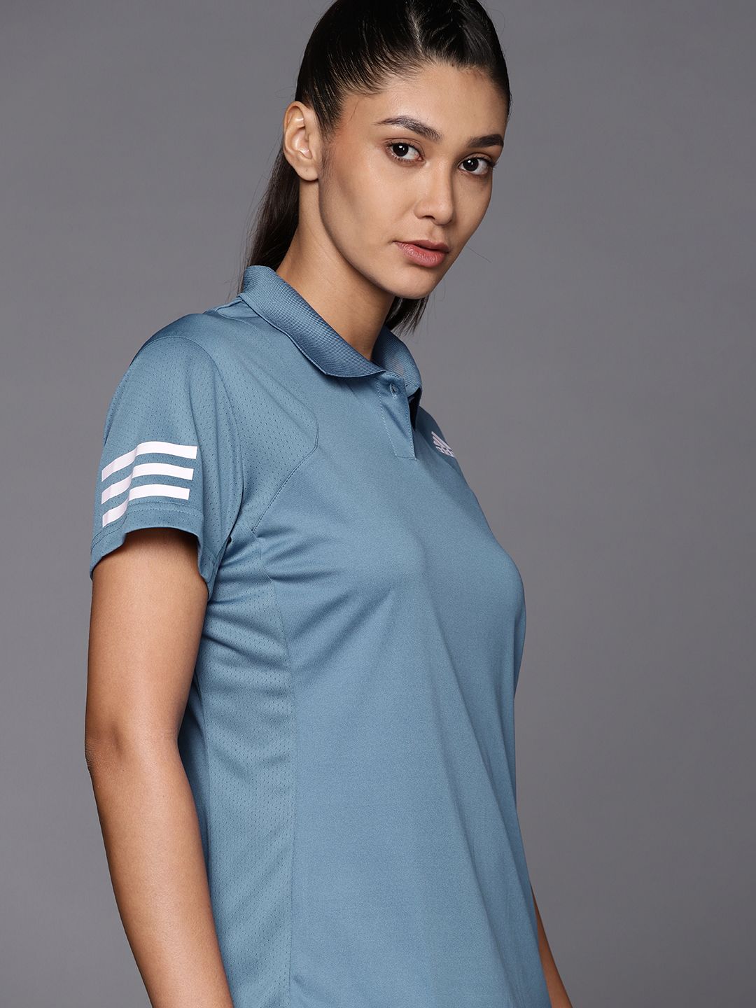 ADIDAS Women Blue Club Solid Aeroready Primegreen Tennis Polo Collar T-shirt Price in India