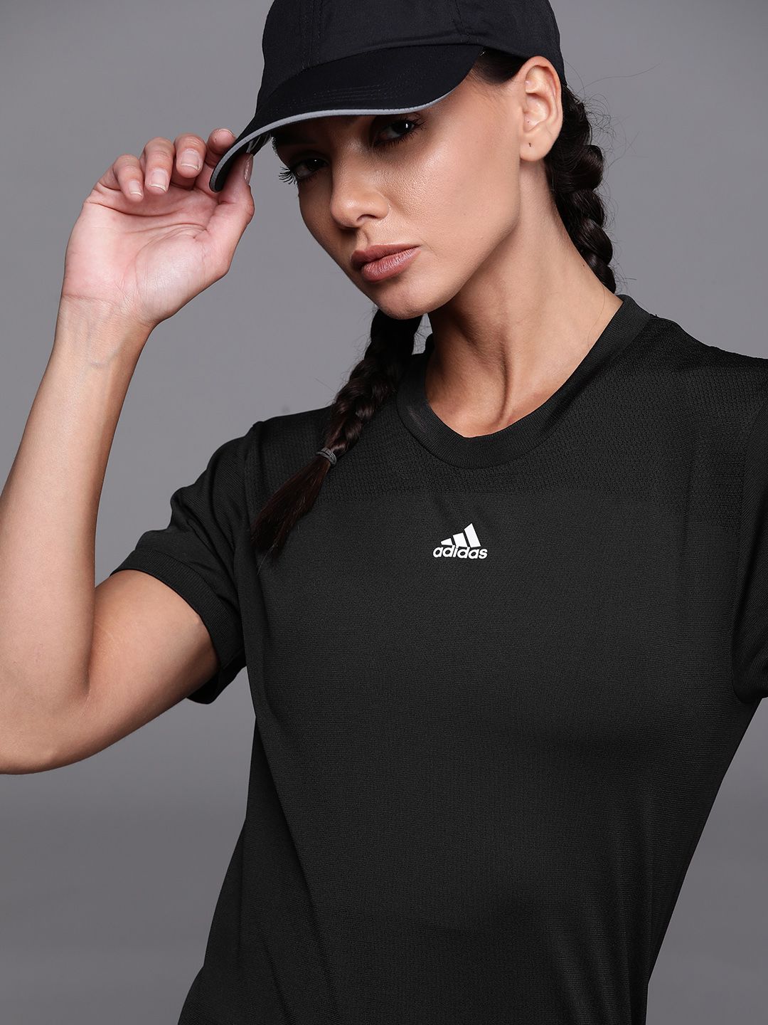 ADIDAS Women Black SML Slim Fit Sustainable T-shirt Price in India