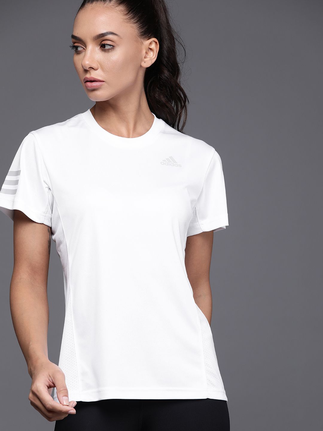 ADIDAS Women White Club Solid Tennis Sustainable T-shirt Price in India