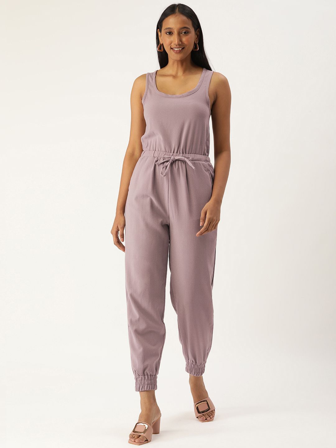 FOREVER 21 Women Lavender Solid Basic Jumpsuit Price in India