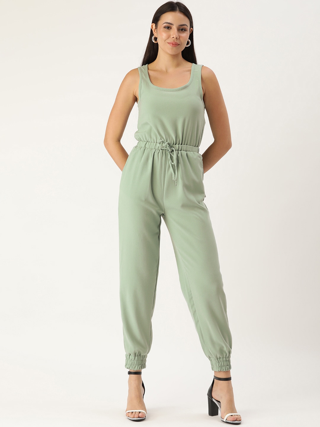 FOREVER 21 Women Green Solid Basic Jumpsuit Price in India