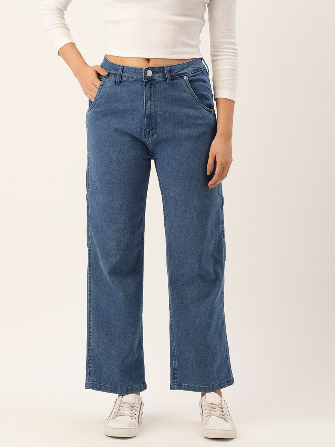 FOREVER 21 Women Blue Regular Fit Mid-Rise Clean Look Cropped Jeans Price in India