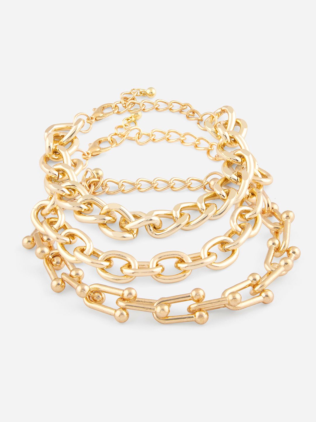 ToniQ Women Gold-Plated Set Of 3 Link Bracelet Price in India