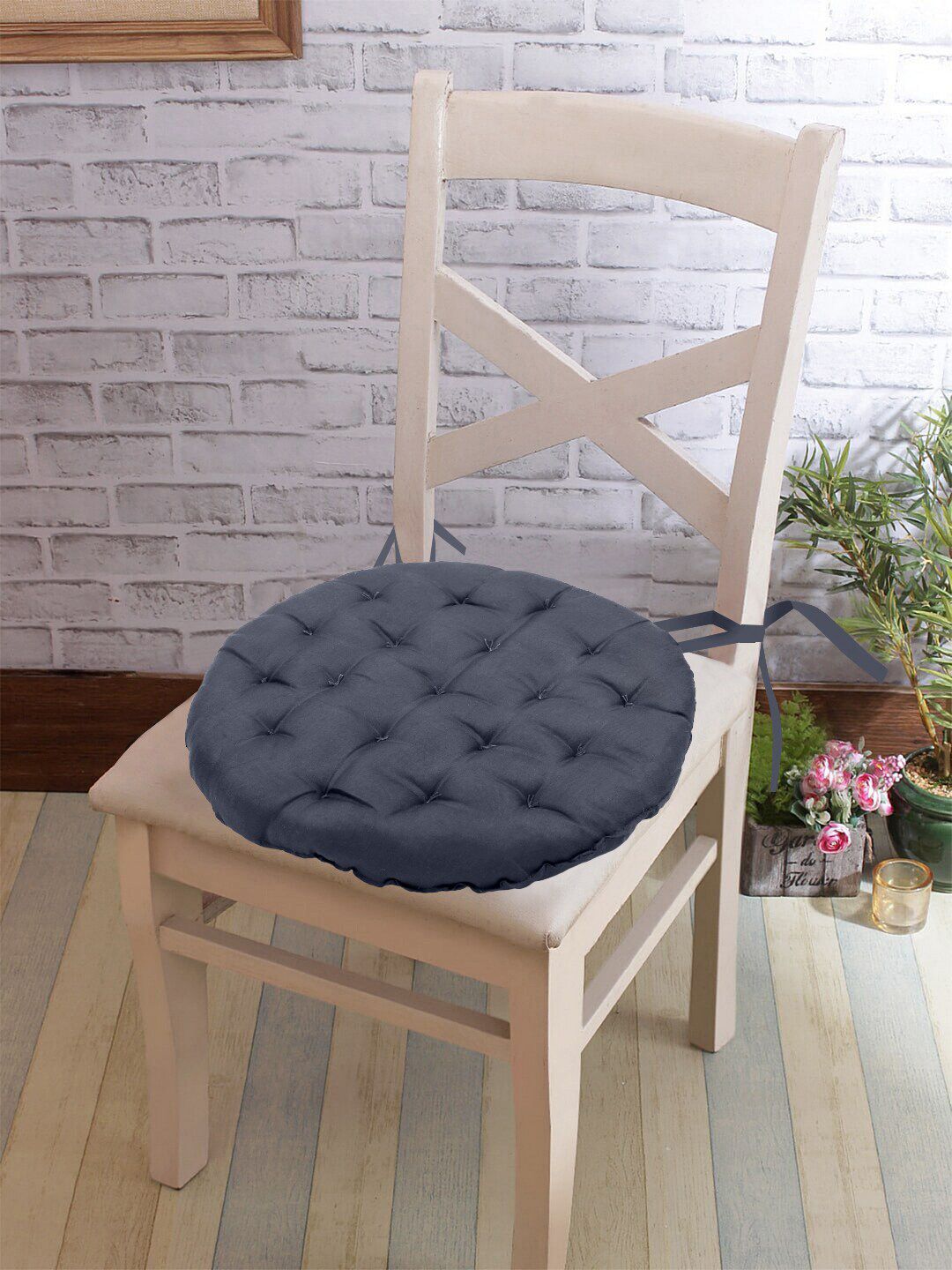RUGSMITH Set Of 2 Grey Solid Chair Pad Price in India