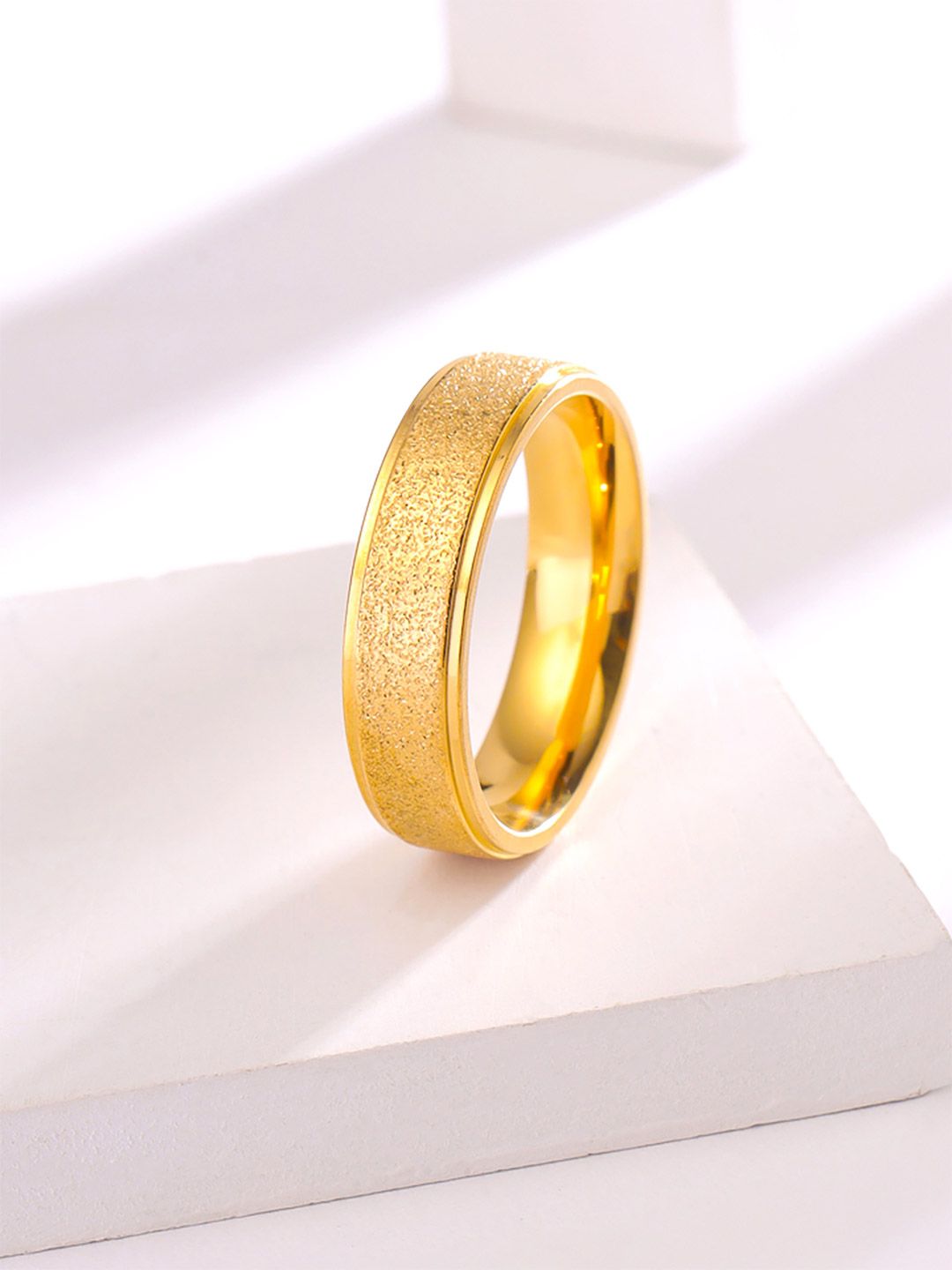 Yellow Chimes Men Gold-Toned Gold Plated Stainless Steel Ring