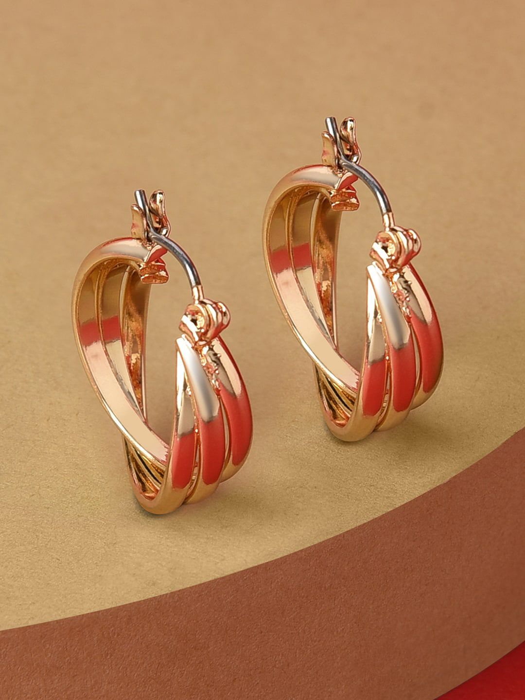 Accessorize Women Gold-Toned Blue Harvest Twisted Hoop Earrings Price in India