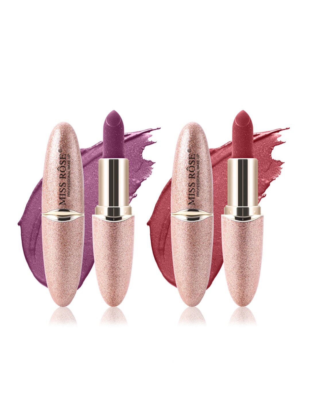 MISS ROSE Professional Make-Up Set of 2 Matte Smooth Velvet Lipstick - 02 & 05 Price in India