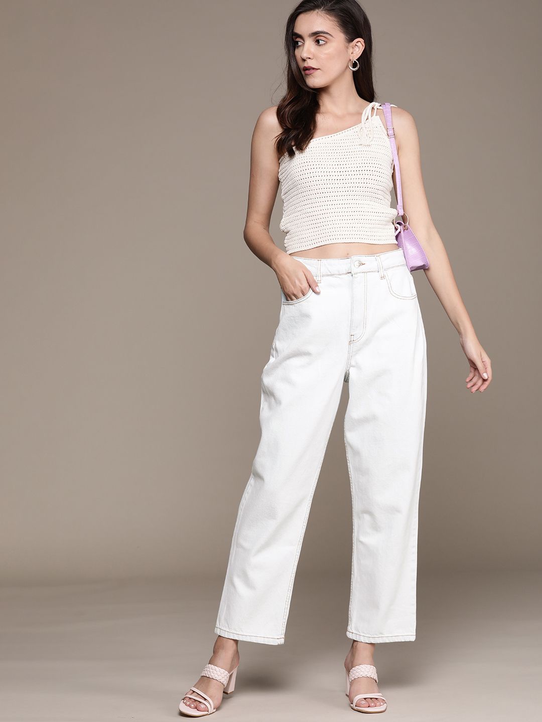 MANGO Women White Straight Fit High-Rise Jeans Price in India
