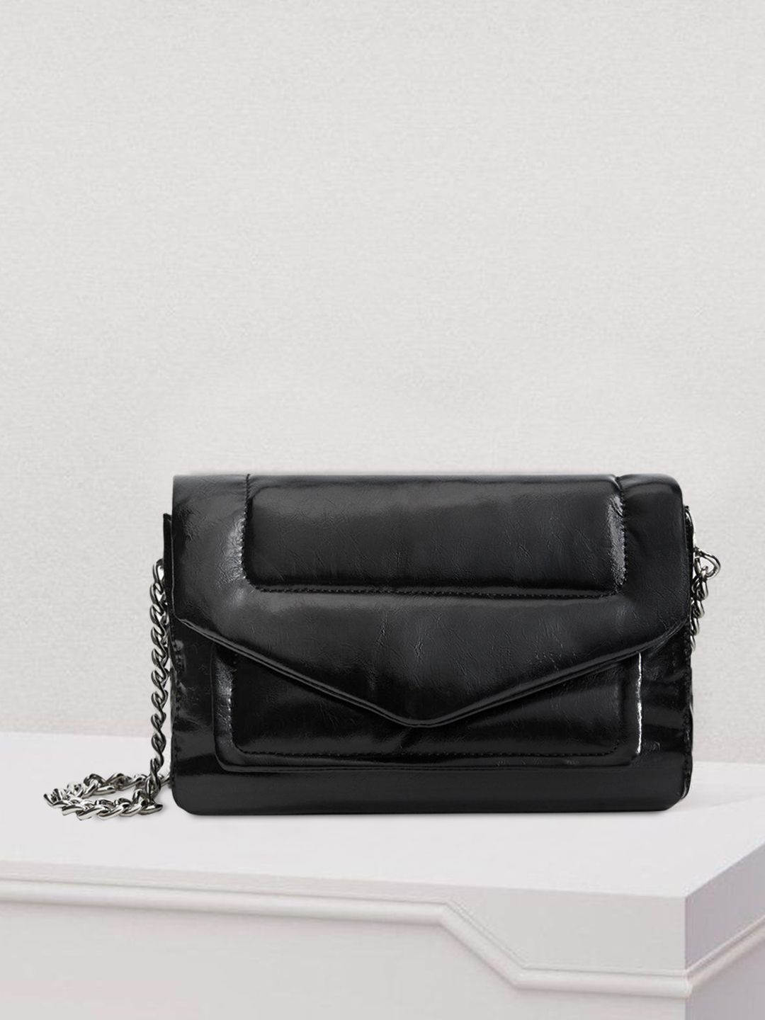 Mango black solid handheld bag with detachable hotsell sling strap