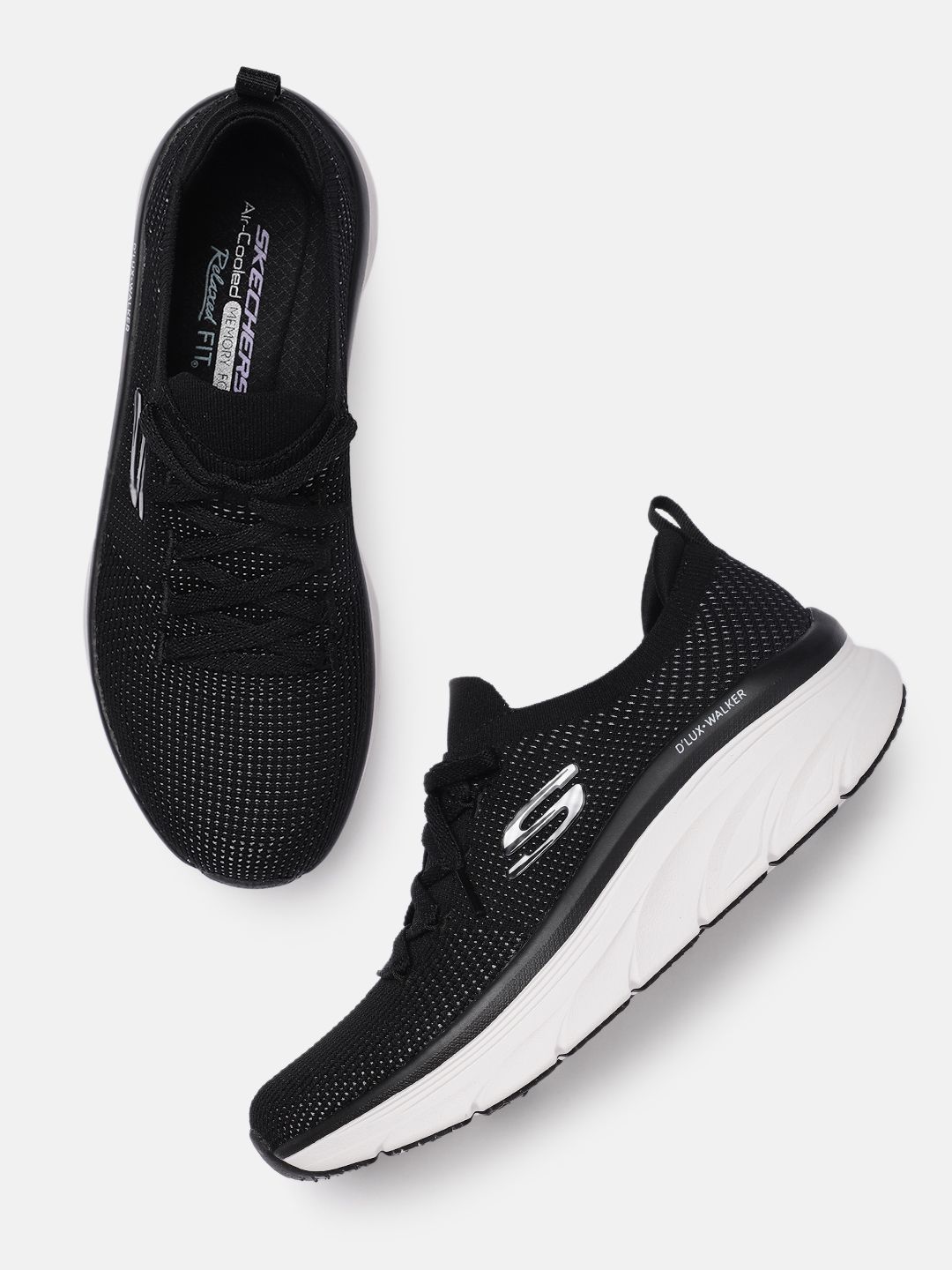 Skechers Women Black D'Lux Walker - Refreshing Mood Sneakers Price in India