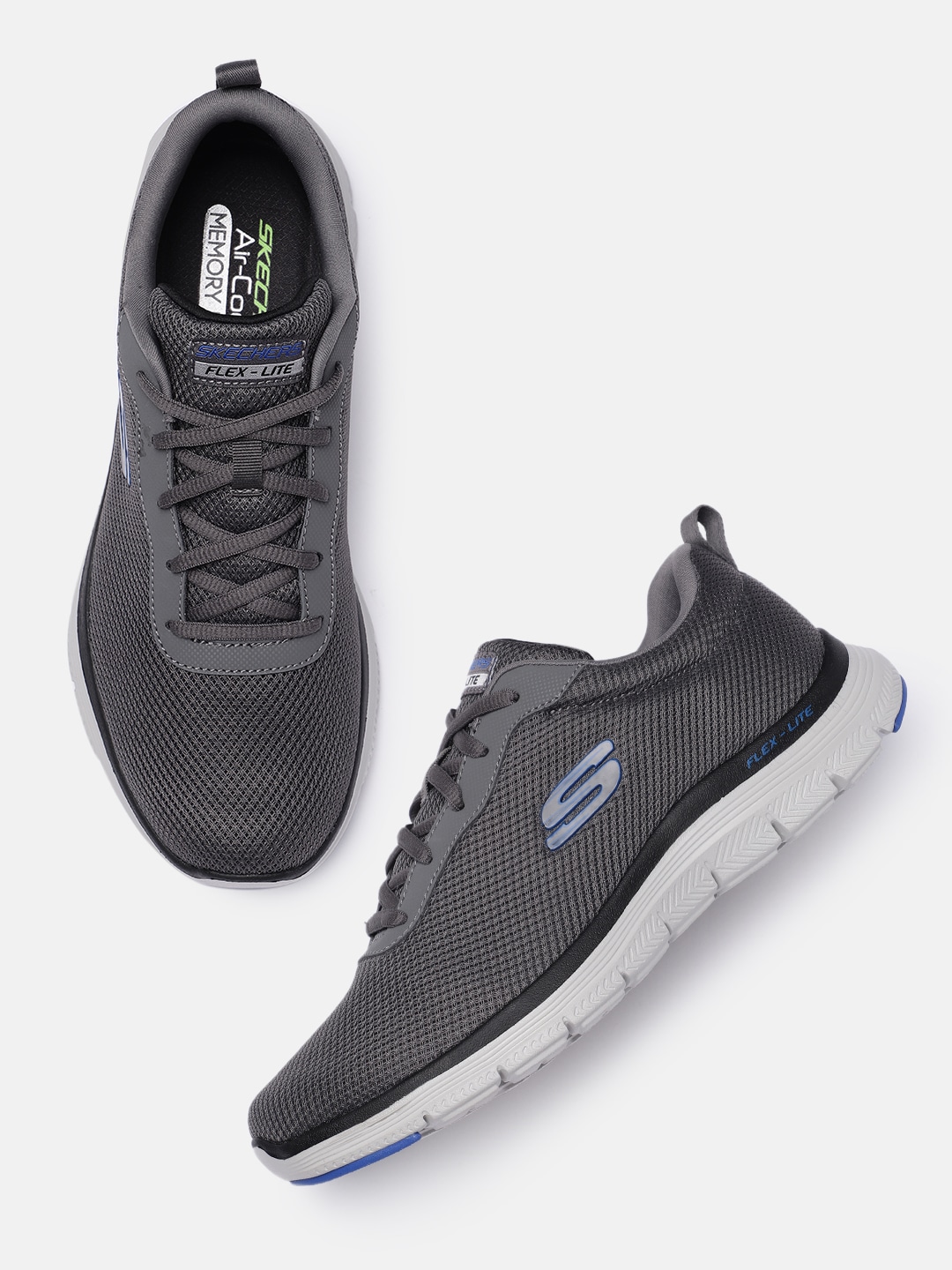 Skechers Men Charcoal Grey Solid Sneakers