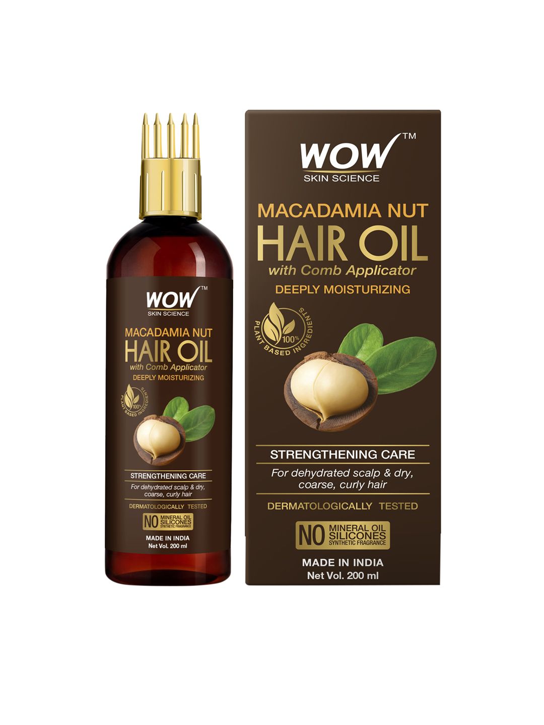 WOW SKIN SCIENCE Strengthening Care Macadamia Nut Hair Oil with Comb Applicator - 200 ml Price in India