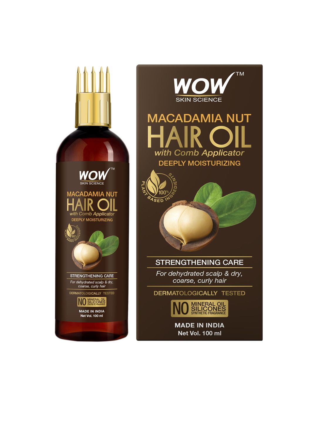 WOW SKIN SCIENCE Strengthening Care Macadamia Nut Hair Oil with Comb Applicator - 100 ml Price in India