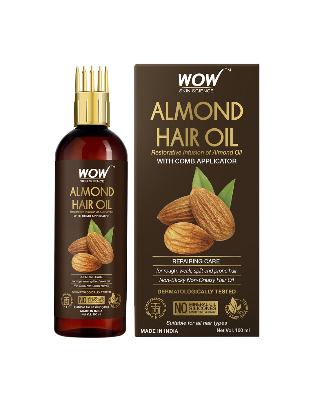 WOW SKIN SCIENCE White Almond Hair Oil- with Comb Applicator 100ml Price in India