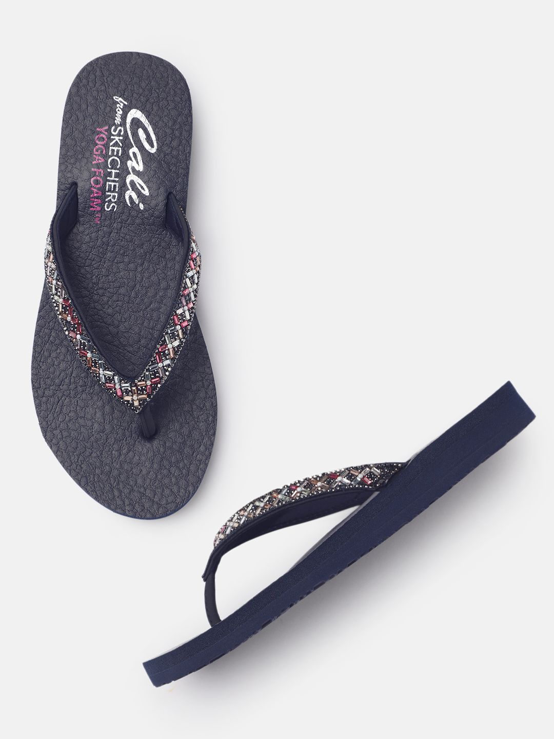 Skechers Women Navy Blue Meditation Lotus Bae Thong Flip-Flops Price in India