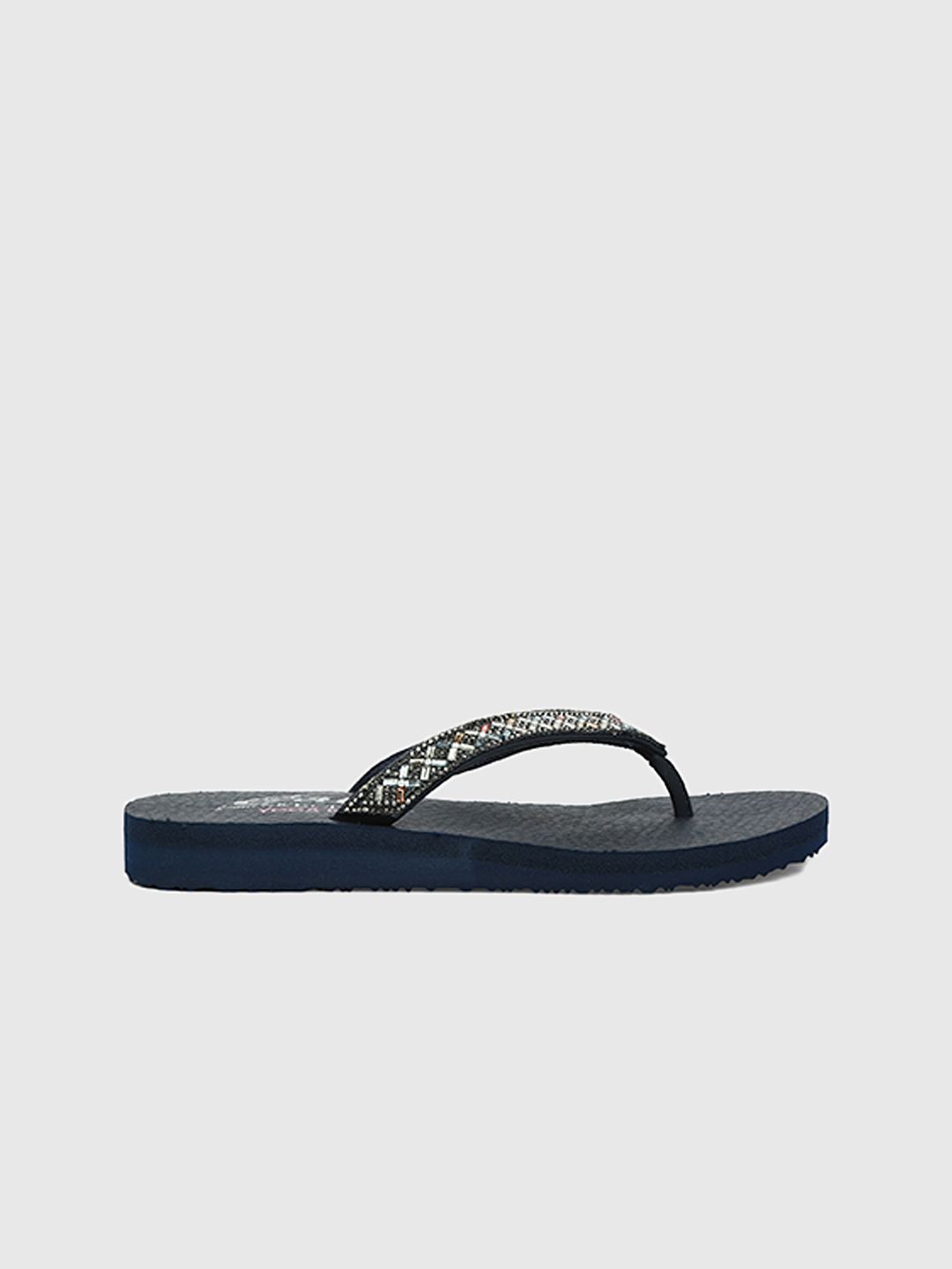 Skechers Women Navy Blue Meditation Lotus Bae Thong Flip-Flops