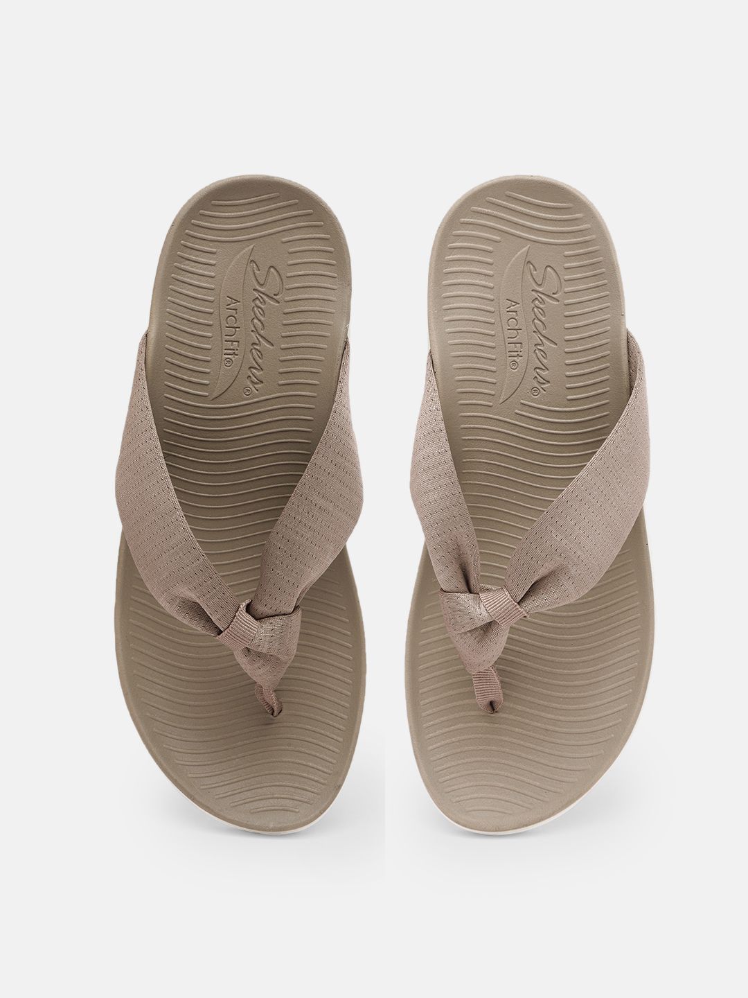 Skechers Women Taupe Solid Thong Flip-Flops Price in India