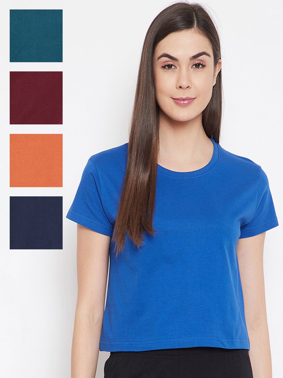 Clovia Women Pack of 5 Assorted Lounge T-Shirts Price in India
