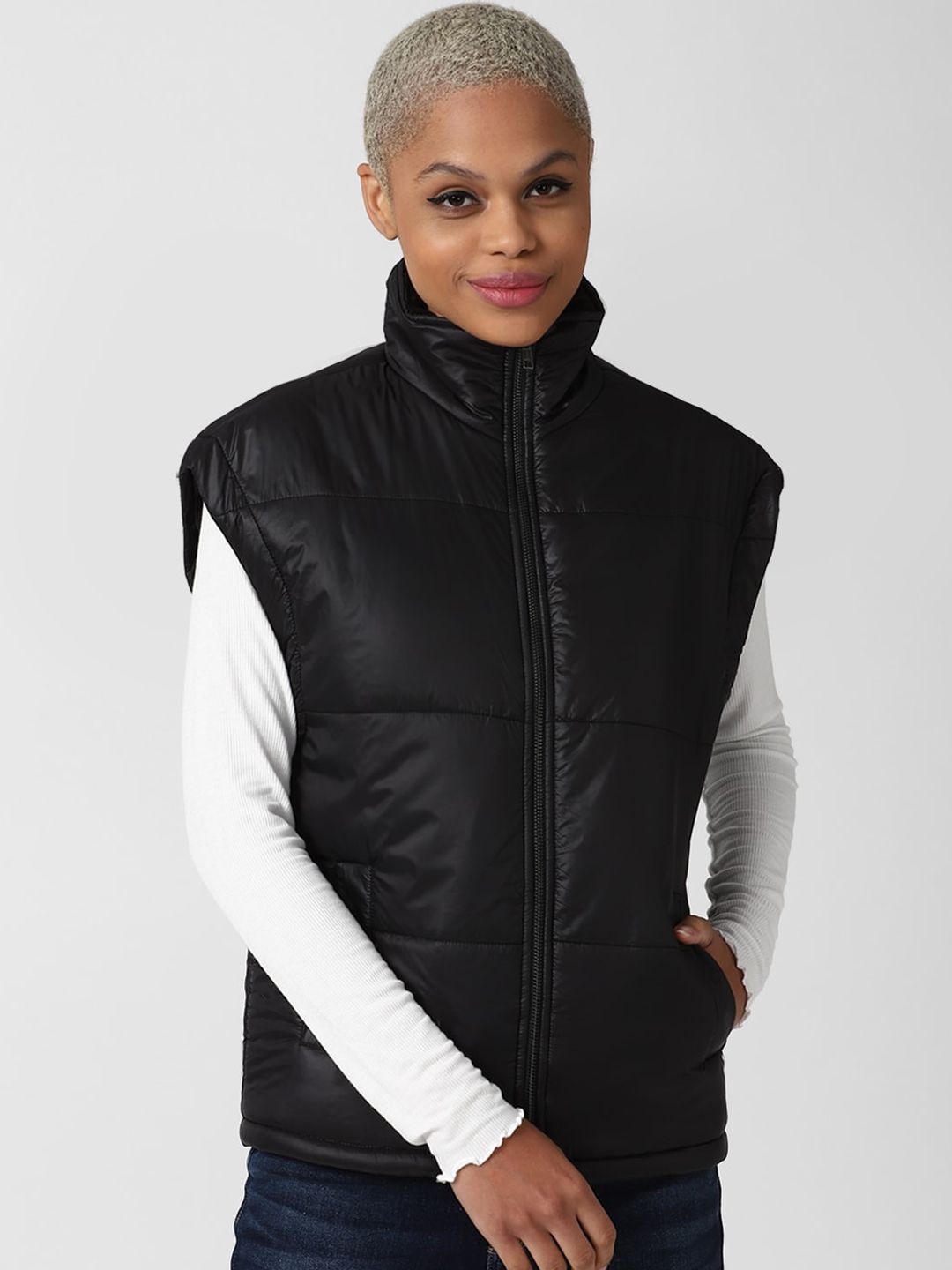 FOREVER 21 Women Black Padded Jacket Price in India