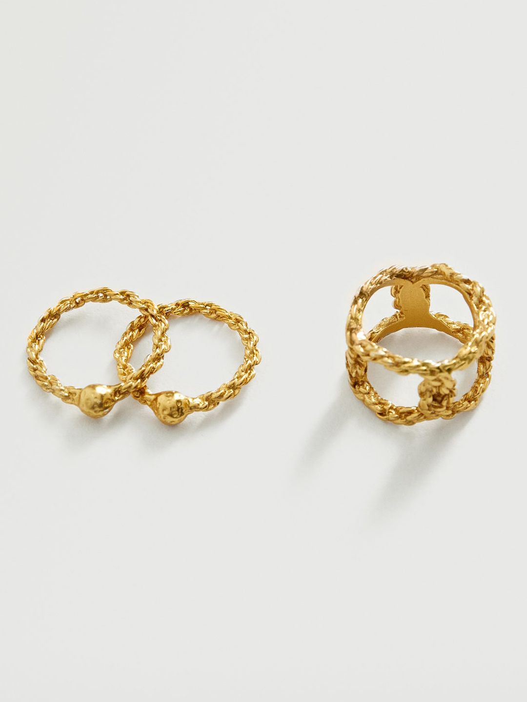 MANGO Women Set of 3 Gold-Toned Finger Rings Price in India