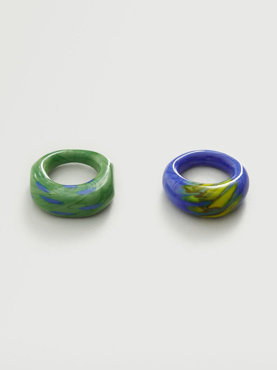 MANGO Women Set of 2 Abstract Print Finger Rings Price in India