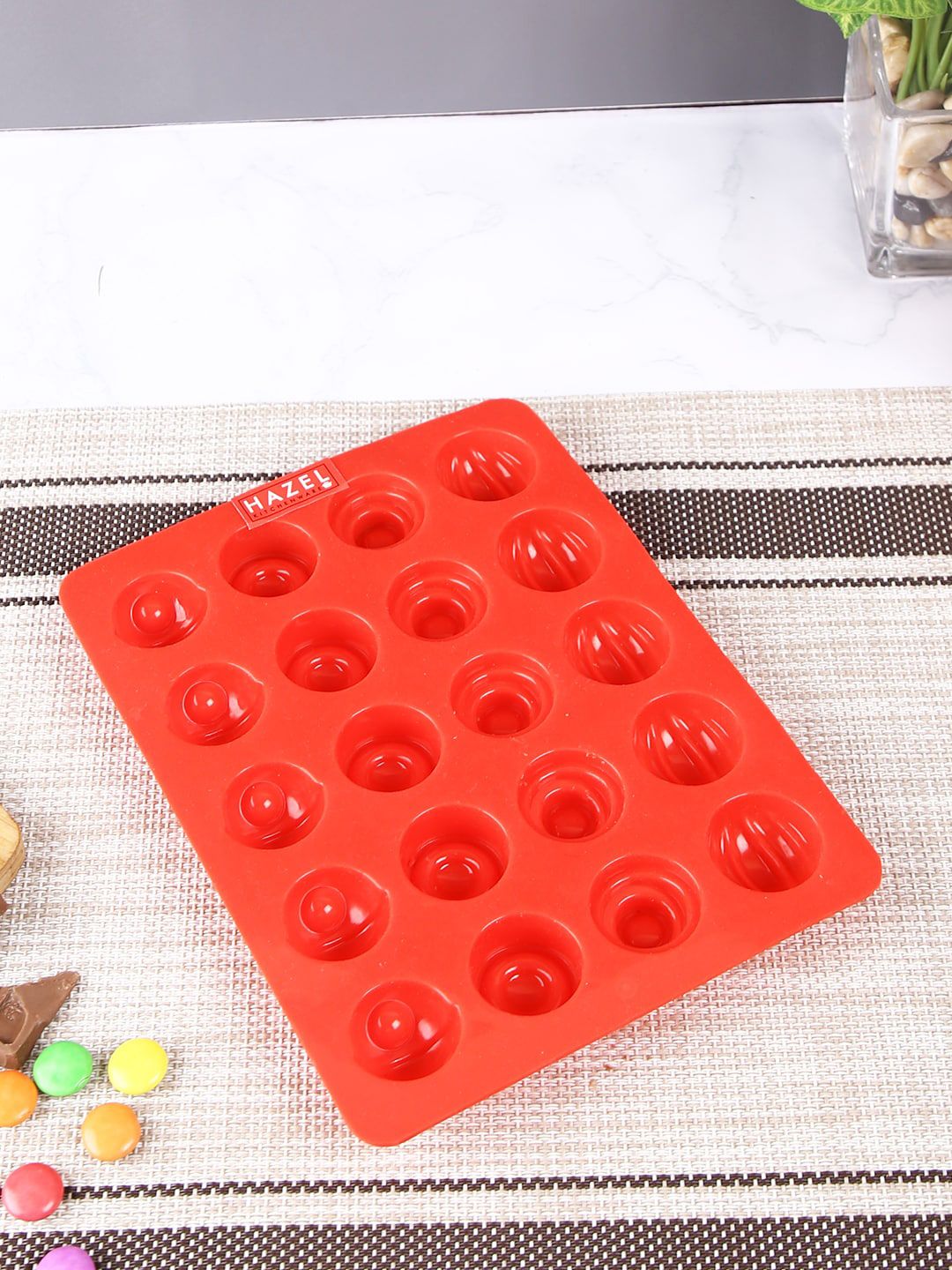 HAZEL Red 20 Cavity Silicone Shape Chocolate Ball Dome Shape Baking Mould Price in India