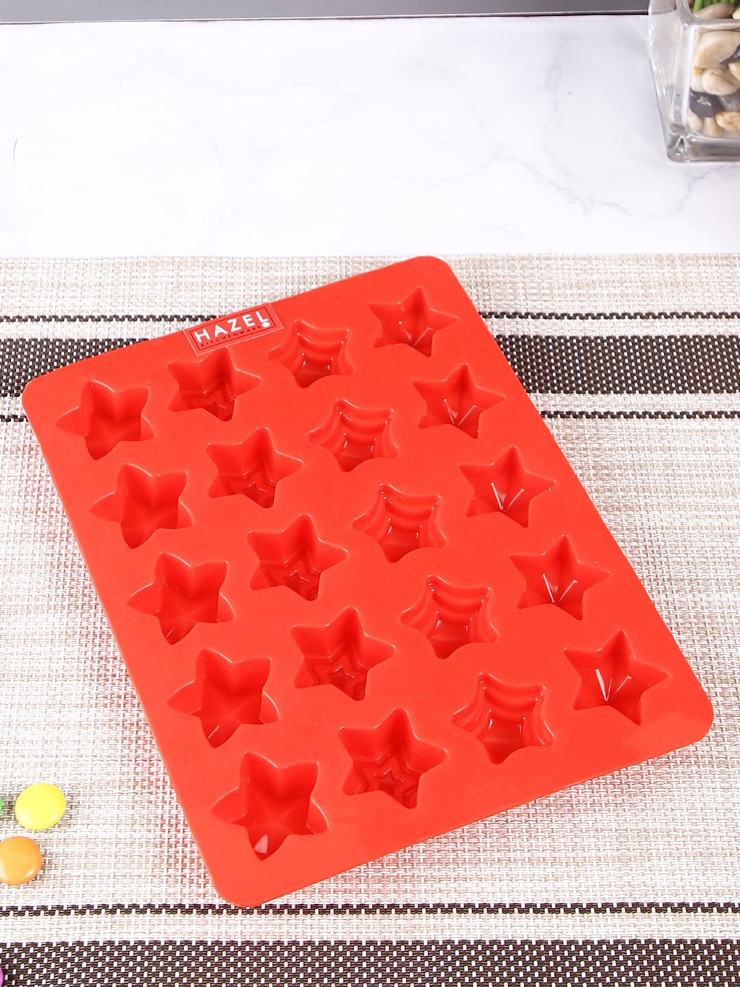 HAZEL Red Solid Silicone 3D Star Shape Baking Mould Ice Cube 12 Cavity Price in India