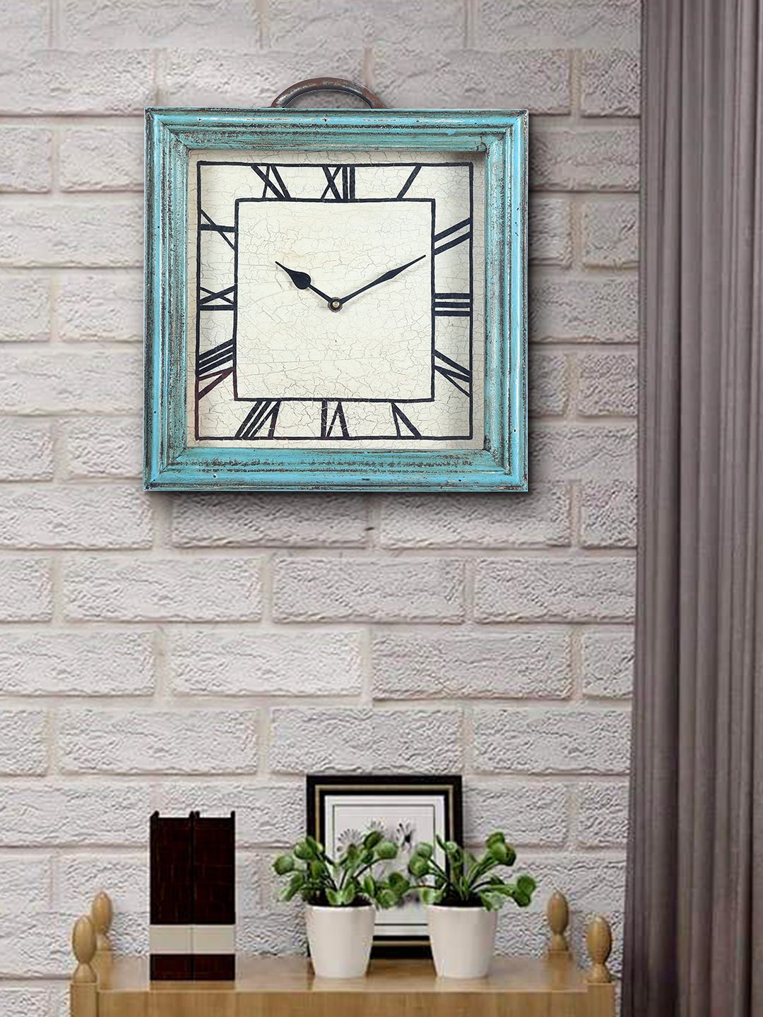 Aapno Rajasthan Blue Textured Square Analogue Wall Clock Price in India