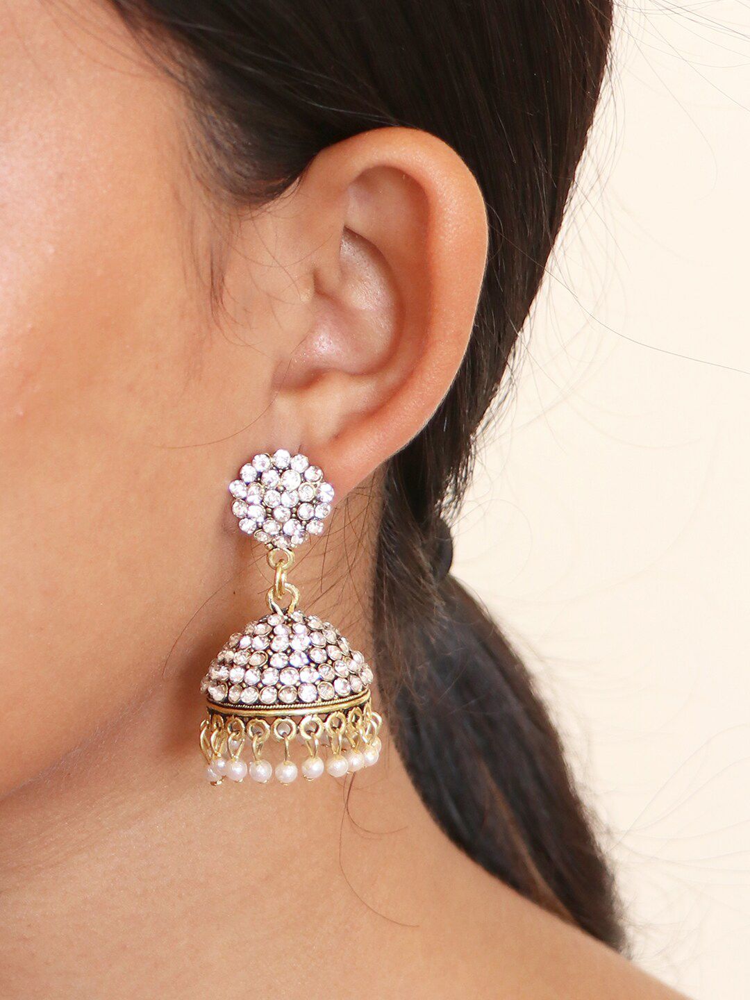 Ayesha Gold-Toned Contemporary Jhumkas Earrings Price in India