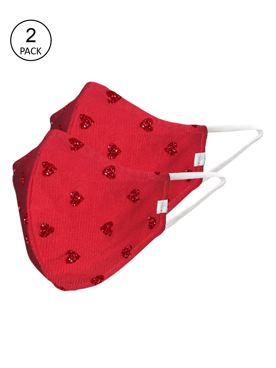 Ahalyaa Women 2 Pcs Red Printed 4-Ply Reusable Cotton Outdoor Masks Price in India