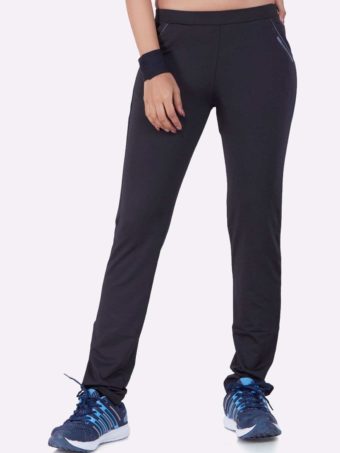 LAASA SPORTS Women Black Solid Track Pants Price in India