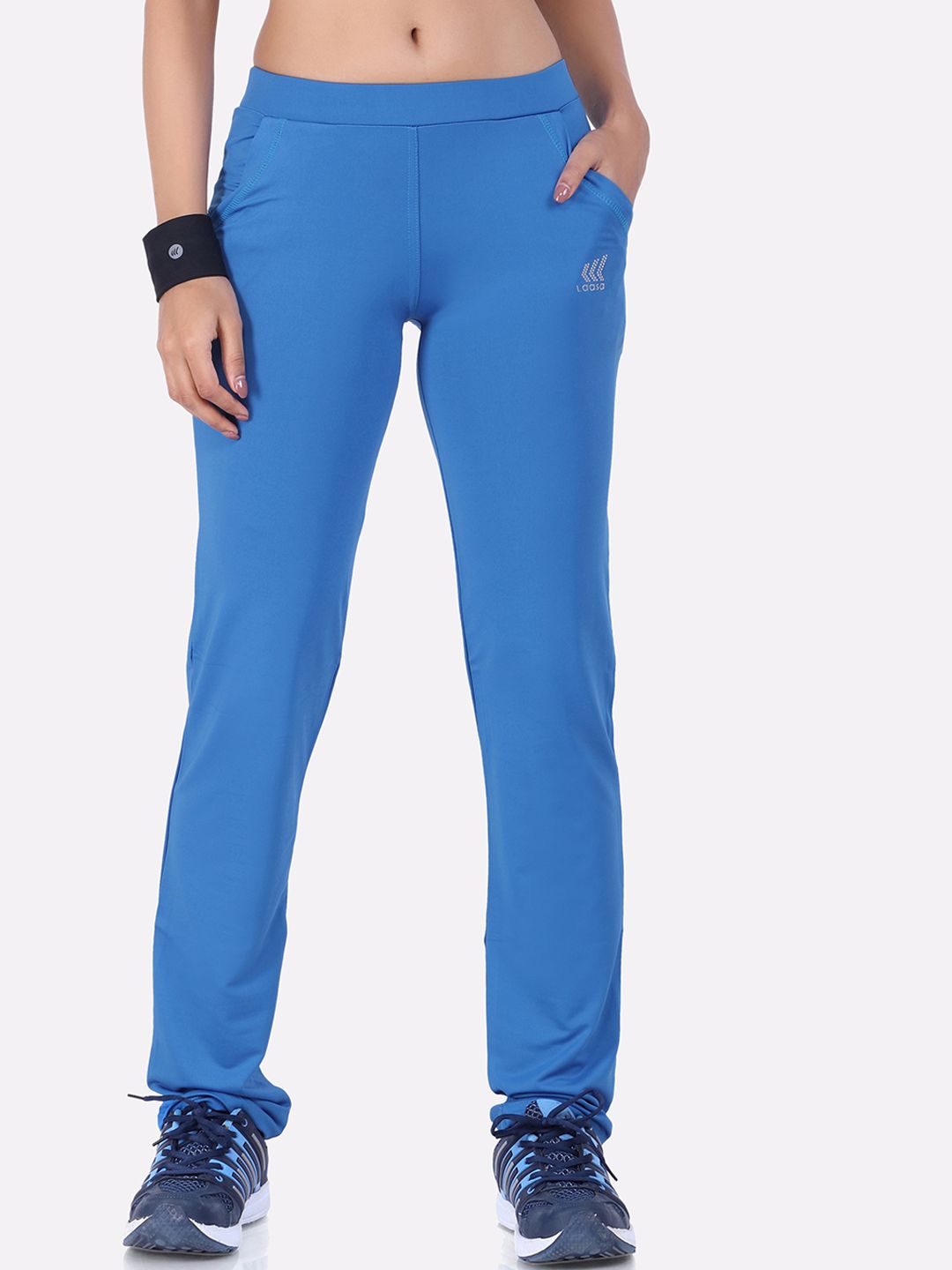 LAASA SPORTS Women Blue Solid Track Pants Price in India