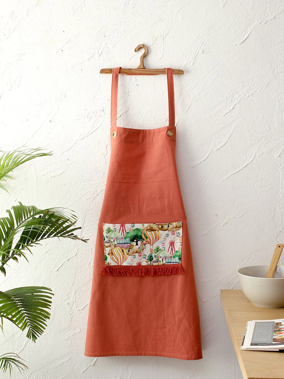 House This Pink Solid Pure Cotton Apron Price in India