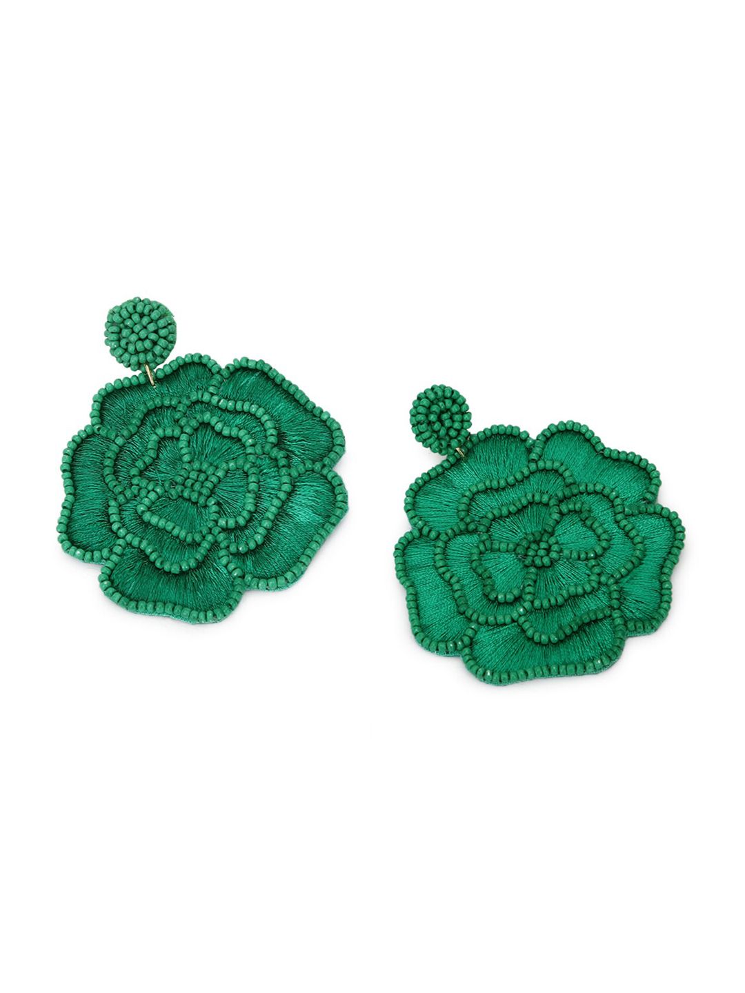 FOREVER 21 Green Contemporary Floral Drop Earrings Price in India