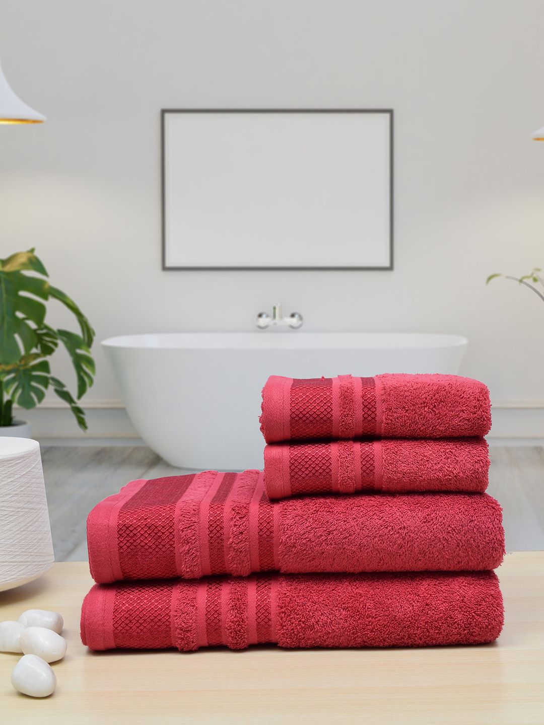 RANGOLI Red 550GSM Towel Set Price in India