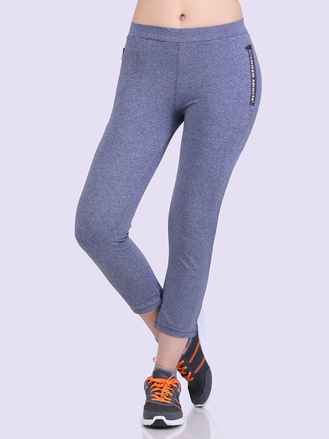 LAASA SPORTS Women Navy Blue & Blue Activewear Capris Track Pant Price in India