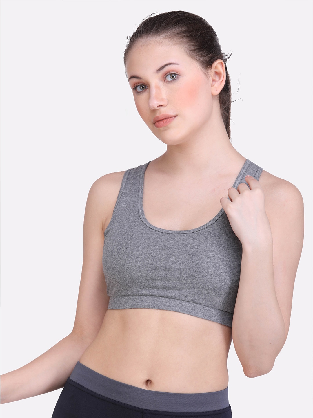 LAASA SPORTS Grey Dry Fit Cotton Workout Bra Price in India