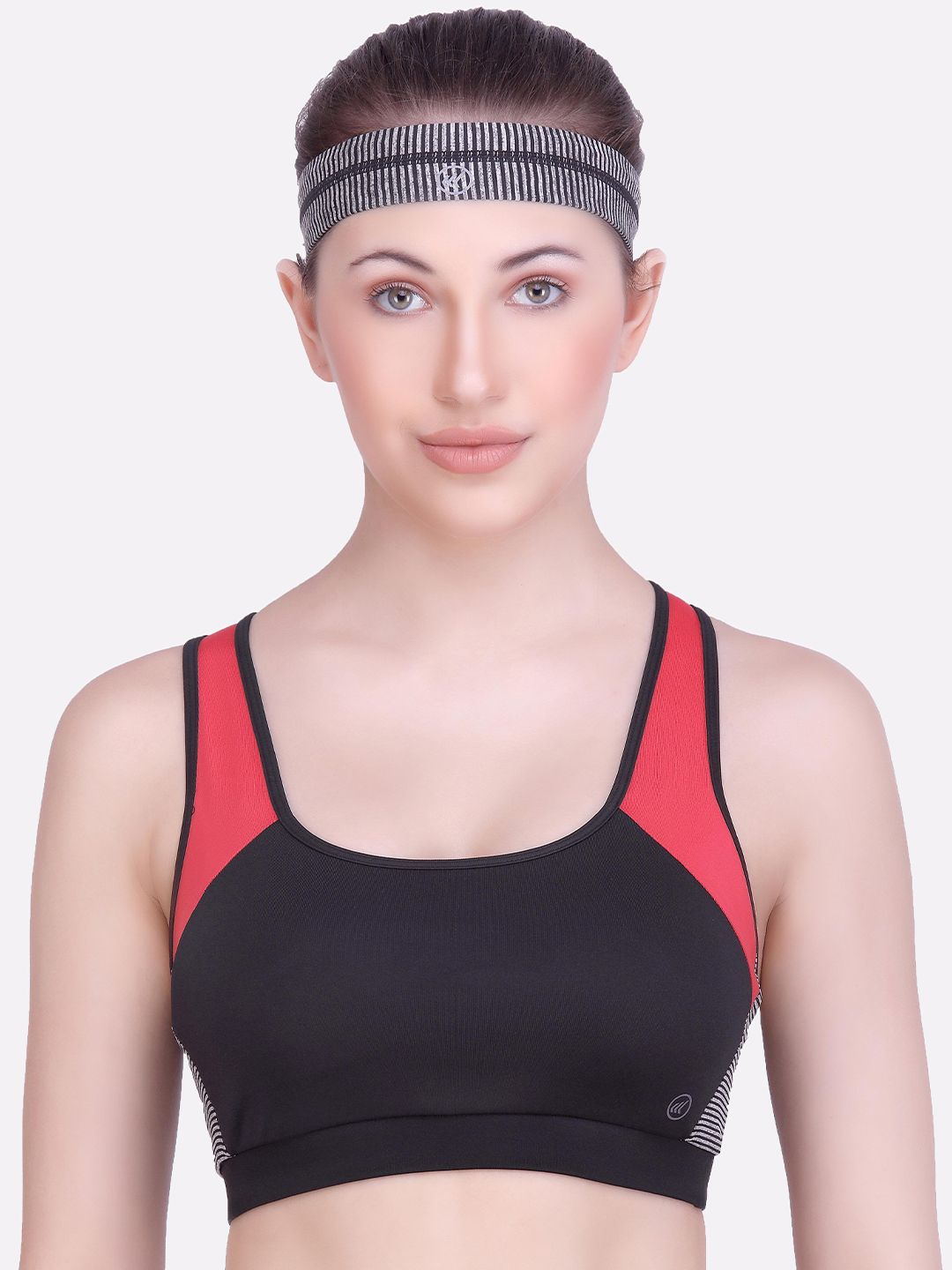 LAASA SPORTS Black & Red Dry Fit RacerBack Workout Bra Price in India